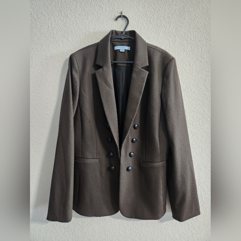 Antonio Melani McCarthy Notch Lapel Double Button Hook Blazer Olive Green sz 10
